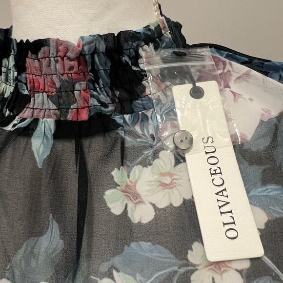 NWT Anthropologie Olivaceous floral sheer sleeveless blouse with stretch large - Picture 4 of 8